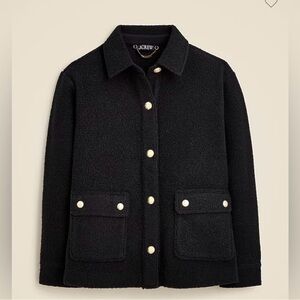 Jcrew black fleece jacket with golden buttons